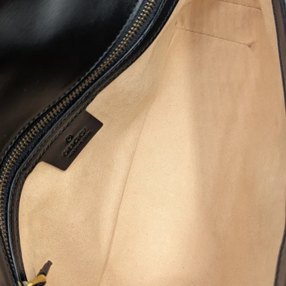 Authentic Gucci Black Leather Marmont Small Flap Shoulder Chain Crossbody Bag - Picture 10 of 13